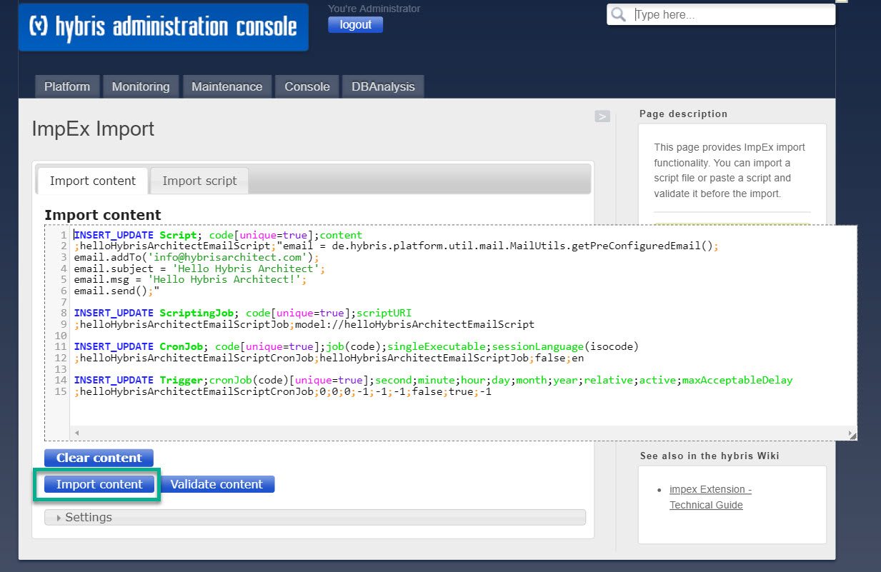 SAP-Hybris-Impex-Script-Cron-Job-Import-Content